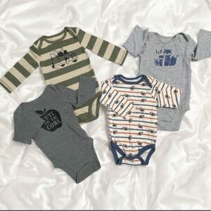 Carter's Green, Gray, and Blue Bodysuits Onsies Set of 4